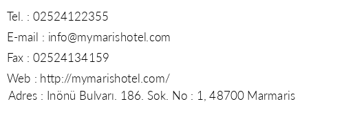 My Maris Hotel telefon numaralar, faks, e-mail, posta adresi ve iletiim bilgileri